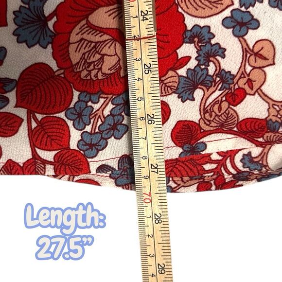 Caslon Red Floral Boho Blouse Size M Long Sleeve Split Neck Peasant Top Artsy - Picture 8 of 9